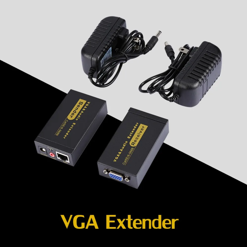 Видеокабель передатчик 100 метров витая пара удлинитель кабеля VGA к RJ45 CAT5E/6 1080P HD 3D