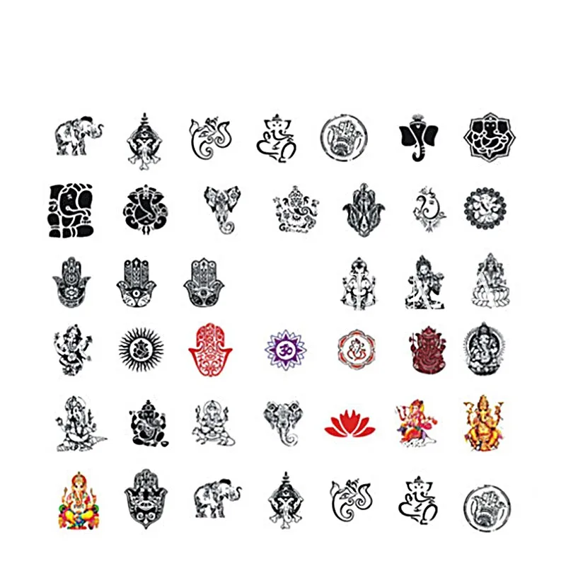 1 лист, NailMAD мандала, индийский слон, наклейки для ногтей, Водные Наклейки для рук Будды, наклейки для ногтей, наклейки для ногтей, татуировки