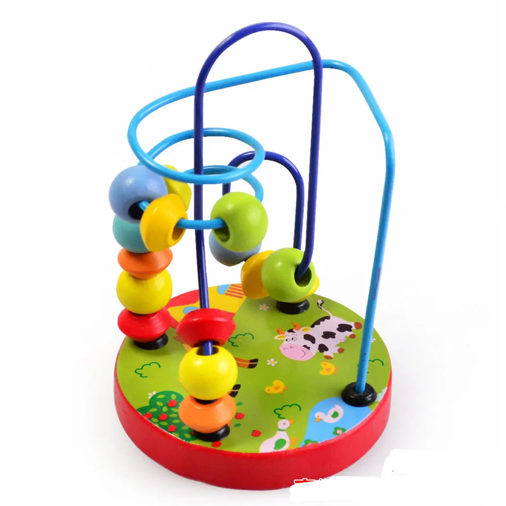 

Montessori Beads Toy For Baby Kids Colorful Wooden Mini Around Beads Wire Maze Math Toy Toddler Educational Model Christmas Gift