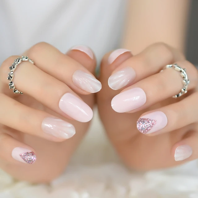 Uv Gel Nails Shell Pattern Oval Short False Light Pink Uv Gel Nails Shell Pattern Oval Short False Light Pink Studio 24 Rainbow