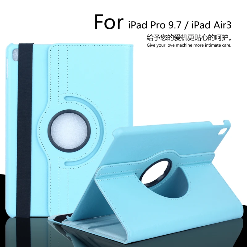 

For iPad Pro 9.7 360 Degree Rotating Litchi PU Case Leather Cover Protective Case + Film + Pen