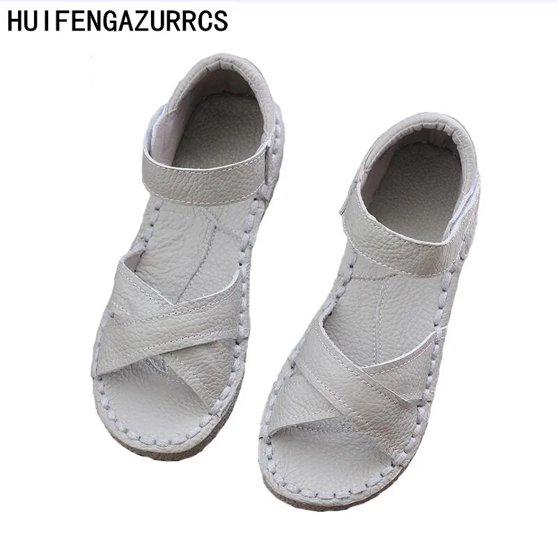 Prix HUIFENGAZURRCS Sandales En Cuir Véritable, pur fait à la main chaussures blanches, le rétro art mori fille chaussures, mode Casual chaussures