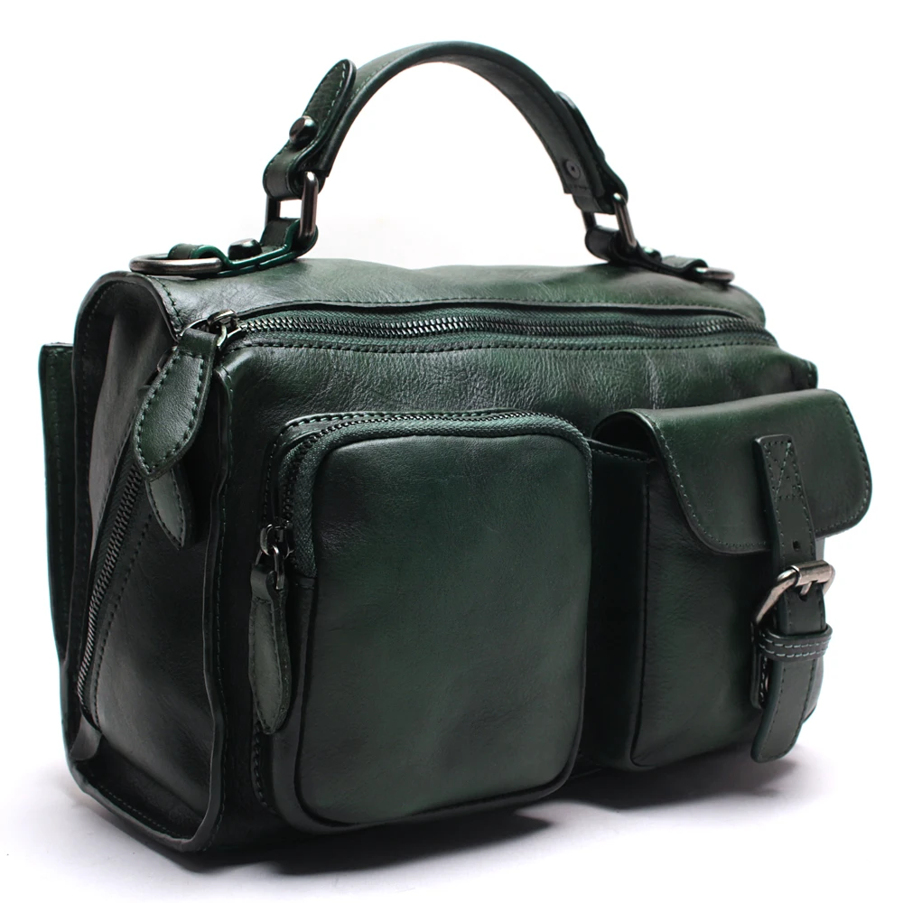 Новинка, ручная вытирающая женская сумка, кожаная сумка через плечо, сумка-мессенджер, Ретро стиль, кожа растительного дубления, замшевая кожаная сумка - Цвет: Green