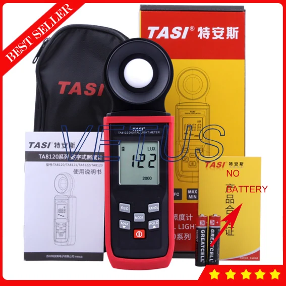 TA8122 200,000Lux Digital LCD backlight Pocket Illumination Meter with