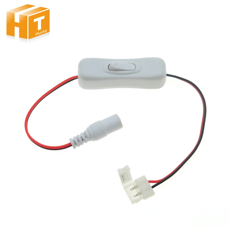 

DC Connector to 2pin 8mm / 10mm Connector with Switch for Single Color LED Strip.