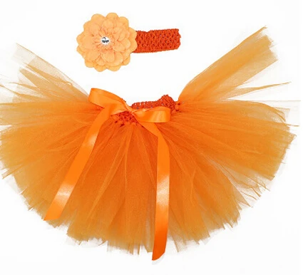Эксклюзивная юбка-пачка для маленькой принцессы+ головной убор с цветочным узором юбка-пачка для девочек с юбкой-одуванчиком, новая продукция этого года - Цвет: Оранжевый