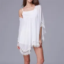 

Jeebel Chiffon Lace Crochet See-through Women Beach Dress Beach Wear Mini See Through Dress for Women Bikini Cover-ups