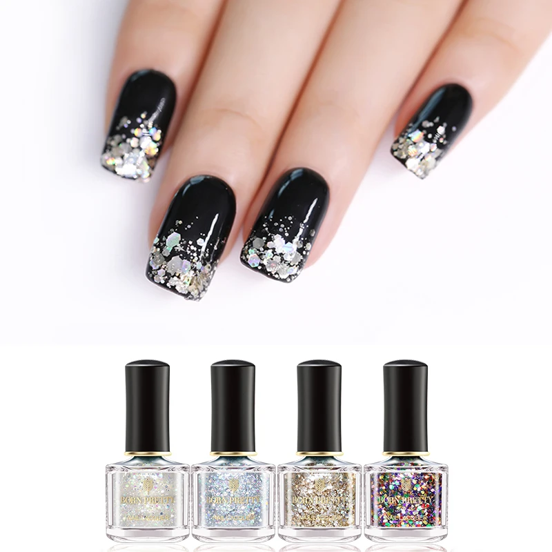 Born pretty, голографическая лак для ногтей Nail Art Лаки мерцающие Стразы 6 мл Сияющий Блестящий Лак Salon