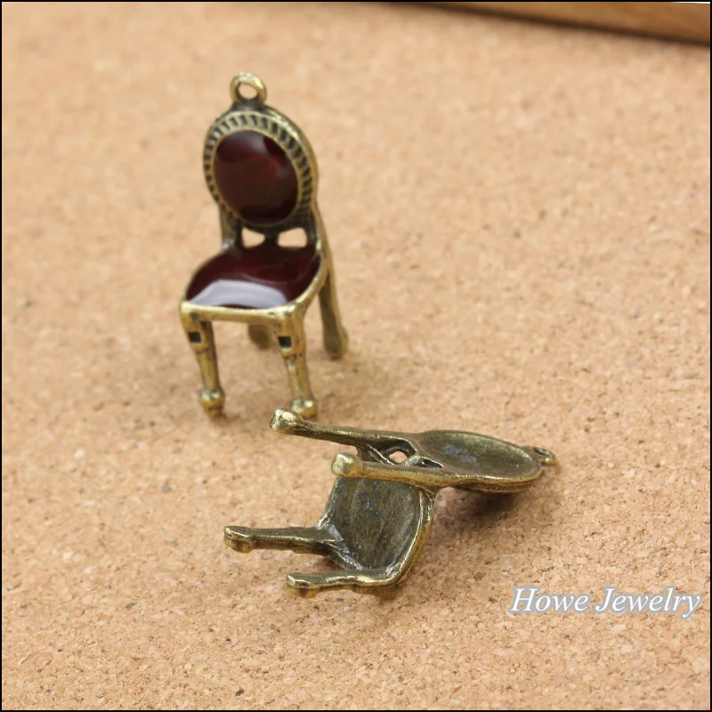 18pcs vintage black enamel Chair charm antique bronze fit for fashion earrings and maxi Necklaces & Pendants