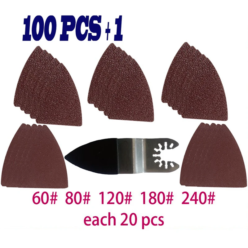 

For Fein Bosch Multimaster Oscillating Tool Sheets Finger Sander Spare Parts 60-240 Grit 100Pcs Multi-function Durable