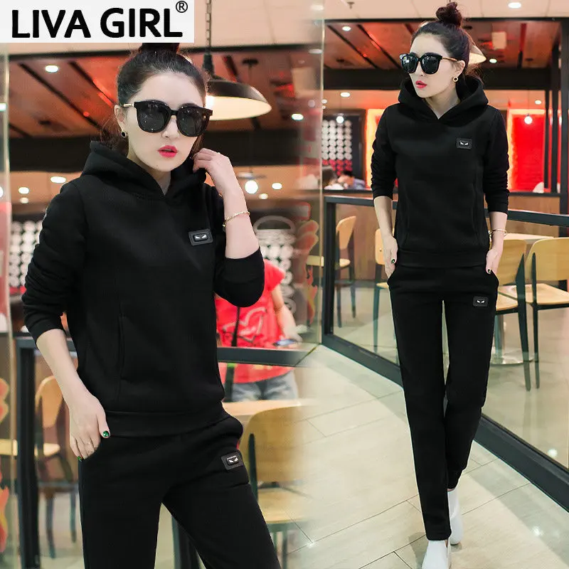 

Running women's suit hoodie warm suit wrap thick sweat pants women's suits women's clothing