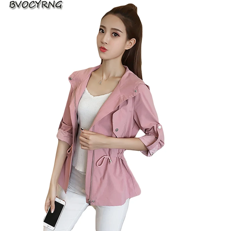 

Spring Autumn Female Jacket 2018 New Women High-end Clothing Student Outerwear Hooded Loose Student Short Coat Tops A0631