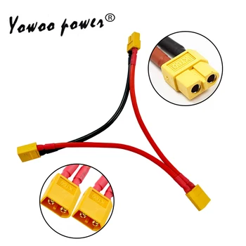 

XT60 One Female To Two Male 12awg Soft Silicone Wire Switch Cable Connector T for Lipo Battery