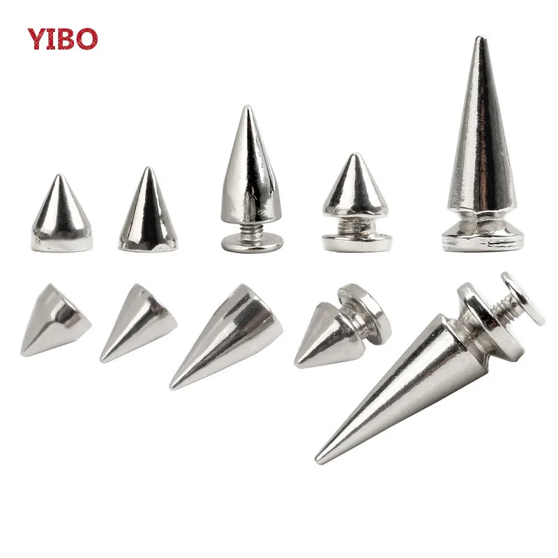 100 Cone Spikes Punk Rivets Screw Back Studs for Leather Shoes Craft Garment Bag 