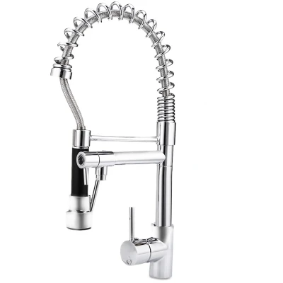 

Deck Mounted Pull-down Swivel Spray Kitchen Faucet Spray Gooseneck Cold & Hot Water Single Handle Mixer with Flexible Hose
