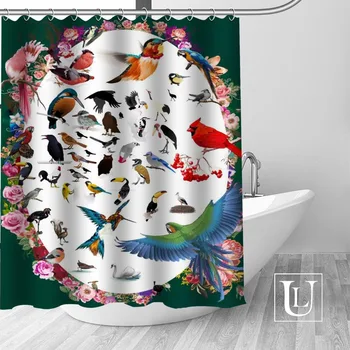 

Hot New Eco-friendly Bird cartoon Shower Curtain Custom Bathroom Curtain modern Polyester Fabric Thick Waterproof Mildew