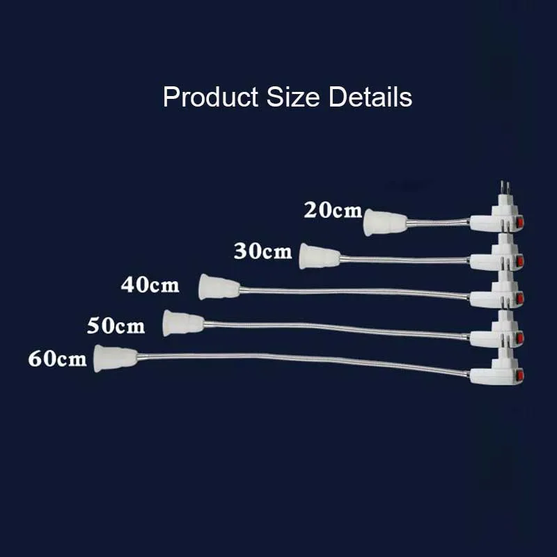 BEYLSION 20 см 40 см 60 см ЕС США Великобритания вилка E27 лампа держатель Гибкий удлинитель конвертер переключатель адаптер розетка AC110-220V
