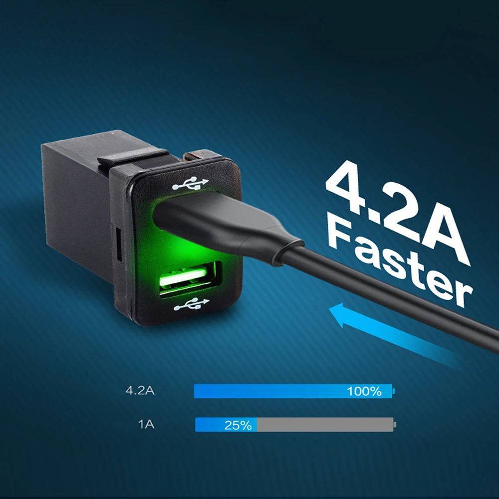 Автомобильное зарядное устройство с двумя USB светодиодный розетка