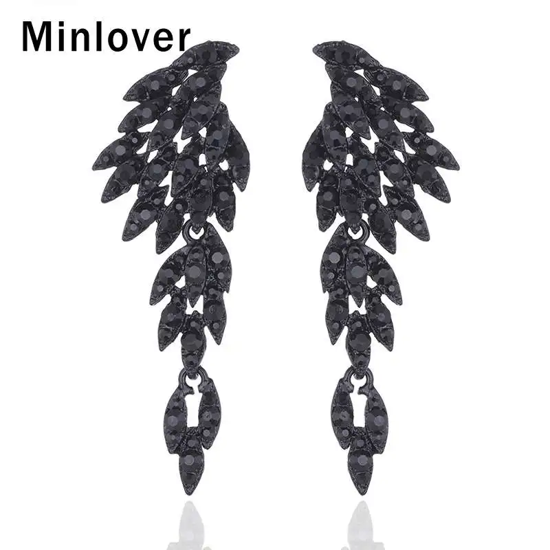 Модные серьги-клипсы Minlover с ангельскими крыльями для женщин черные стразы орлы