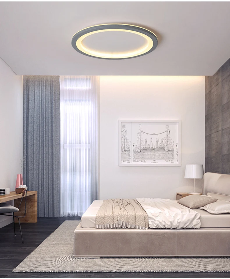 Светодиодный потолочный светильник в скандинавском стиле из акрилового алюминия с круглым кольцом для гостиной, спальни, дома, деко, виллы, большие светильники, светодиодный светильник lumina