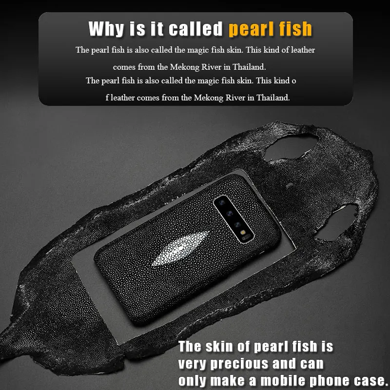 Genuine Leather Pearl fish for Samsung S10 plus phone case luxury Anti-fall Solid color protective case for Samsung A70 note 10