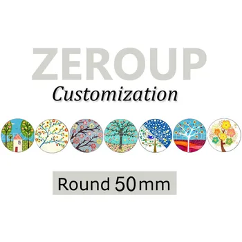

ZEROUP Professional customized services 50mm round pictures glass cabochon mixed patterns jewelry components 15pcs/lot