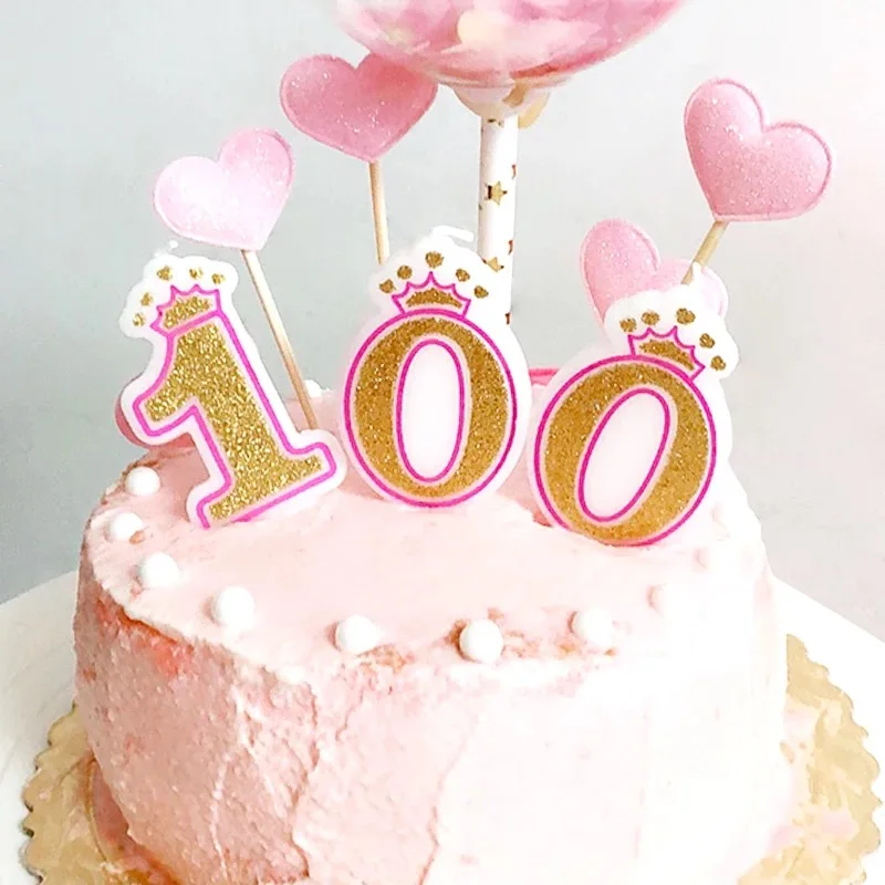 Креативная блестящая розовая/синяя Корона, свеча с цифрами на день рождения 0-9 для детей, взрослых девочек и мальчиков, праздничные свечи для торта, украшения
