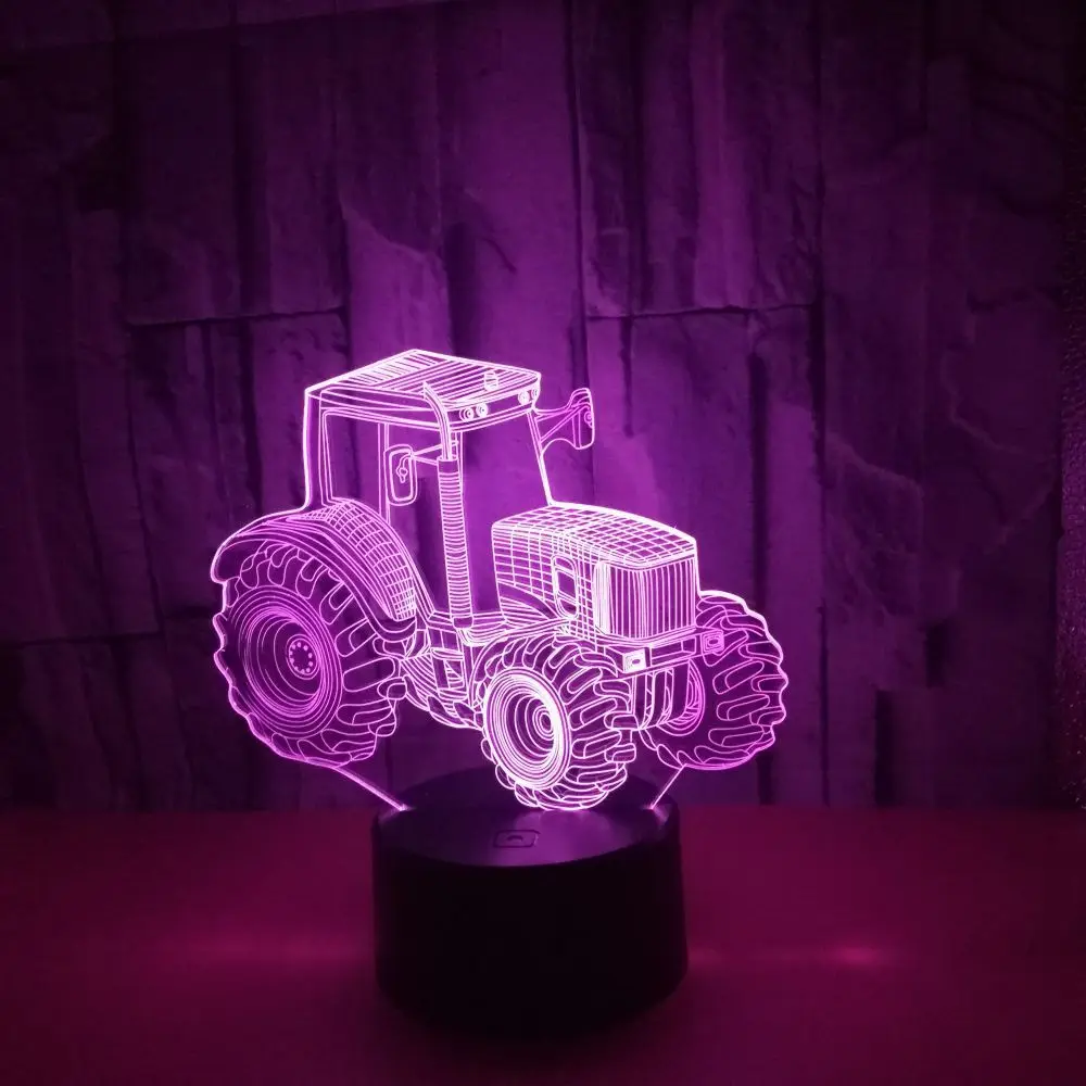 

New Tractor 3d Nightlight 7 Colorful Touch Remote 3d Lamp Creative Gifts Atmosphere Stereo Usb Led 3d Light Fixtures