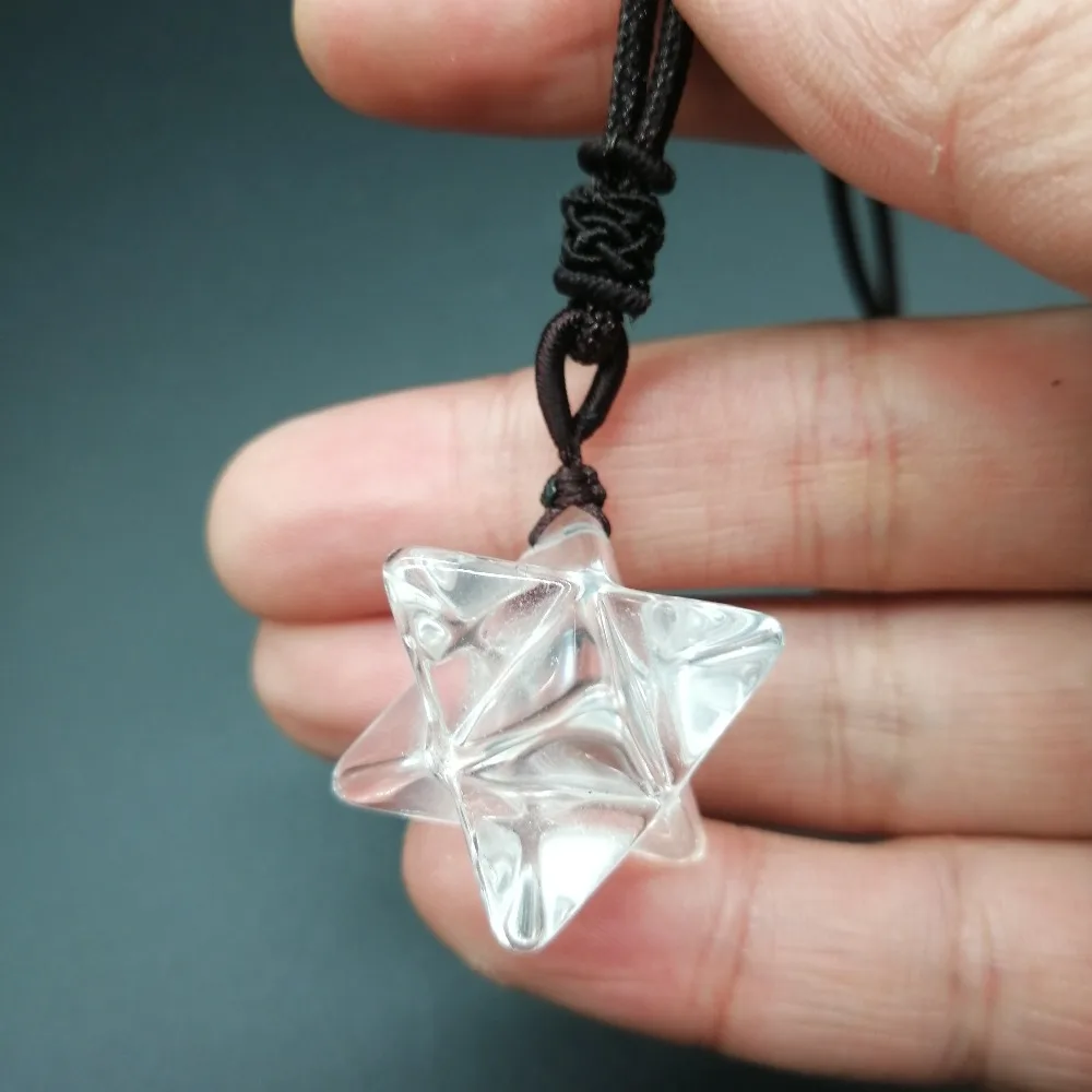 100% натуральный кристалл подвеска Merkaba Кристалл Подвеска чистый белый
