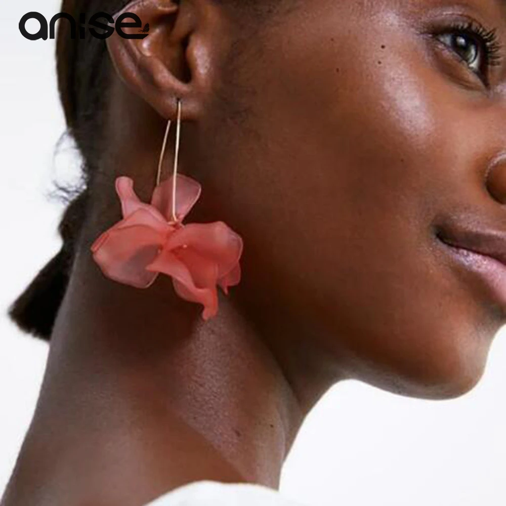 

Ladies Pink Flower Drop Earrings Long Resin Tassel Earing Fashion Wild For Women Earrings Jewelry