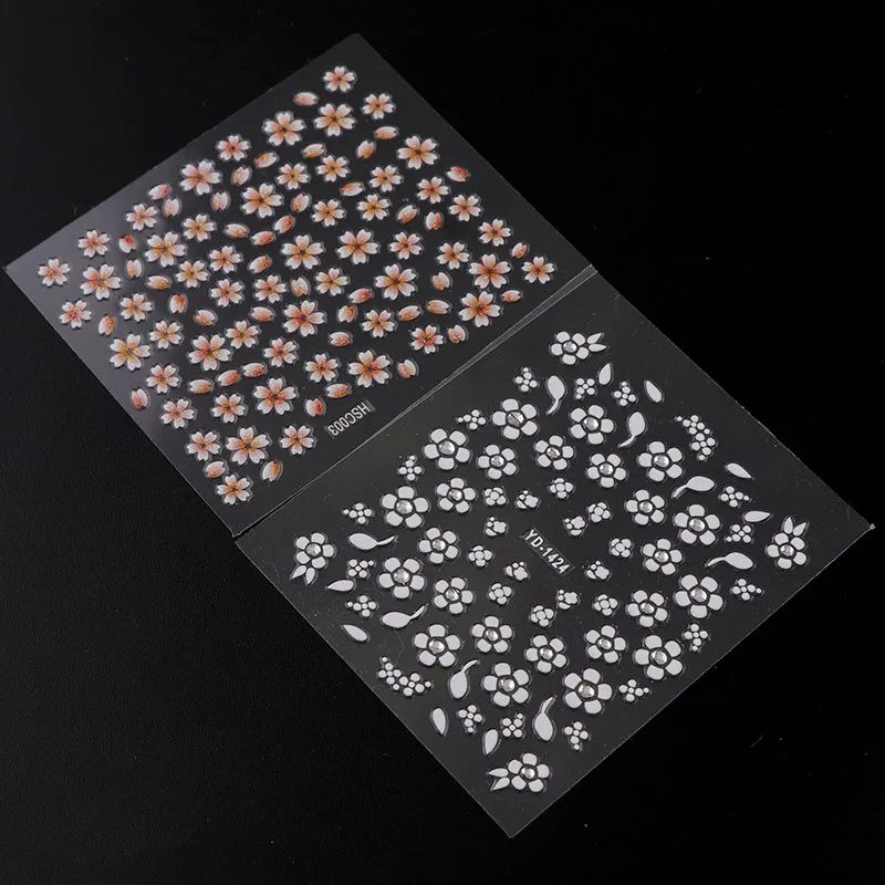 48 листов 3D наклейки для ногтей с прозрачным дном, цветной цветок, бабочка, серия стереоскопических наклеек для ногтей, украшения