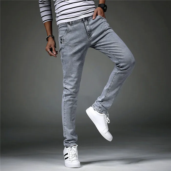 

New 2019 Men Jeans Pants Korean Style Gray Mens Skinny Jeans Man Slim Fit Stretch Trousers Men's Denim Pants Casual Jeans Male