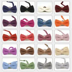 Стильные мужские вязаный однотонный, с бантом, вечерние, свадебные туфли регулируемый галстук-бабочка YFTIE0186