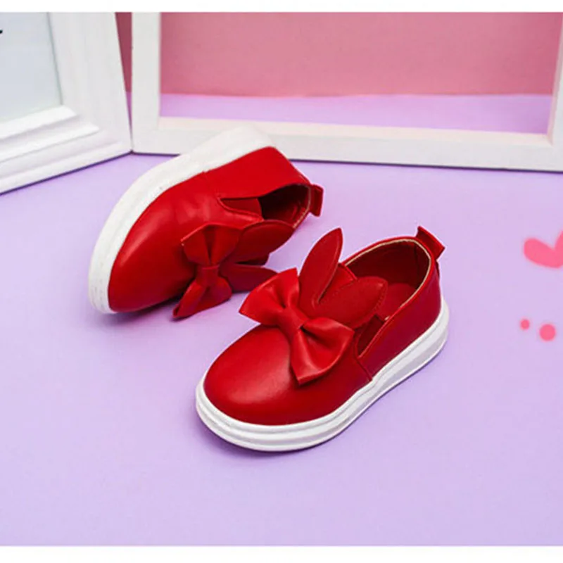 New Casual Children's Shoes Cute Rabbit Breathable Wear-resistant Kids Shoes For Girls White Red Pink Girls Flat Shoes XSKD11 (4)