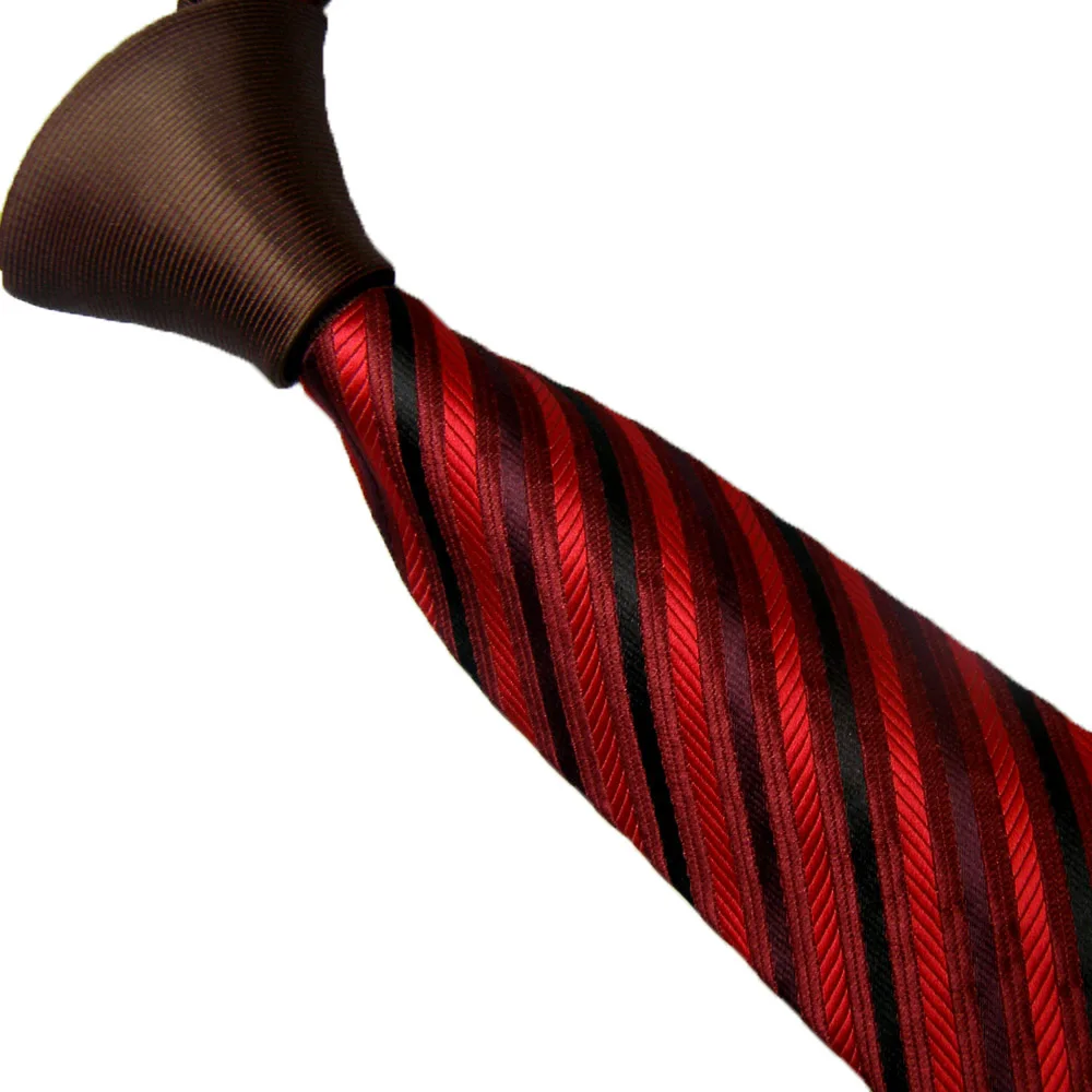 

LAMMULIN Men's Suit Ties New Design Brown Knot Contrast Red With Black/Dark red Oblique Striped Necktie Skinny Tie 6cm Gravats