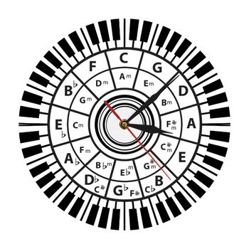 

Black and white piano keys Creative 3D Wall Clock Music Notes Silhouette Decorative Clock Pianist Art Watch Wall Clocks