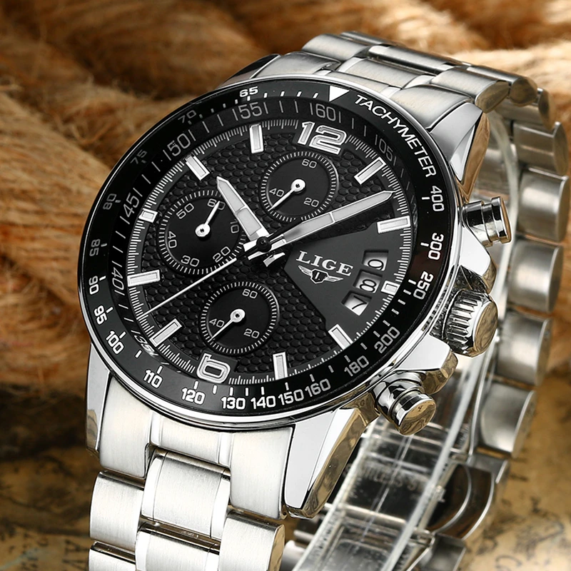 LIGE Watches Men Fashion Brand Multifunction Chronograph Quartz Watch men Military Sport Wristwatch Male Clock Relogio Masculino