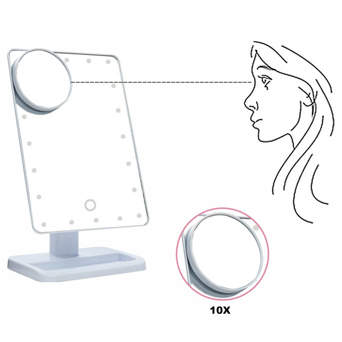Умная регулировка яркости 16/22 светодиодный светодиодная зеркало для макияжа с лампой красота настольная лампа зеркало 10 раз Зеркало Косметическое