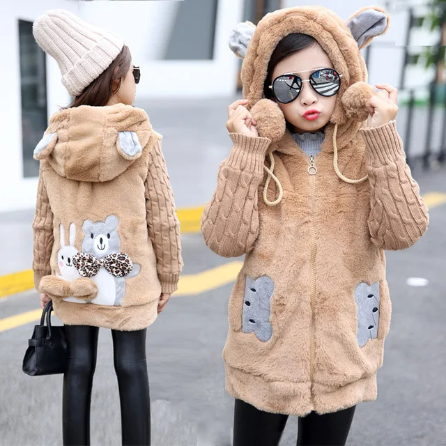 lower price  New Autumn Winter Girls Coat Cotton Girls Jacket Thick Fake Fur Warm Jackets For Girls Clothes Coat