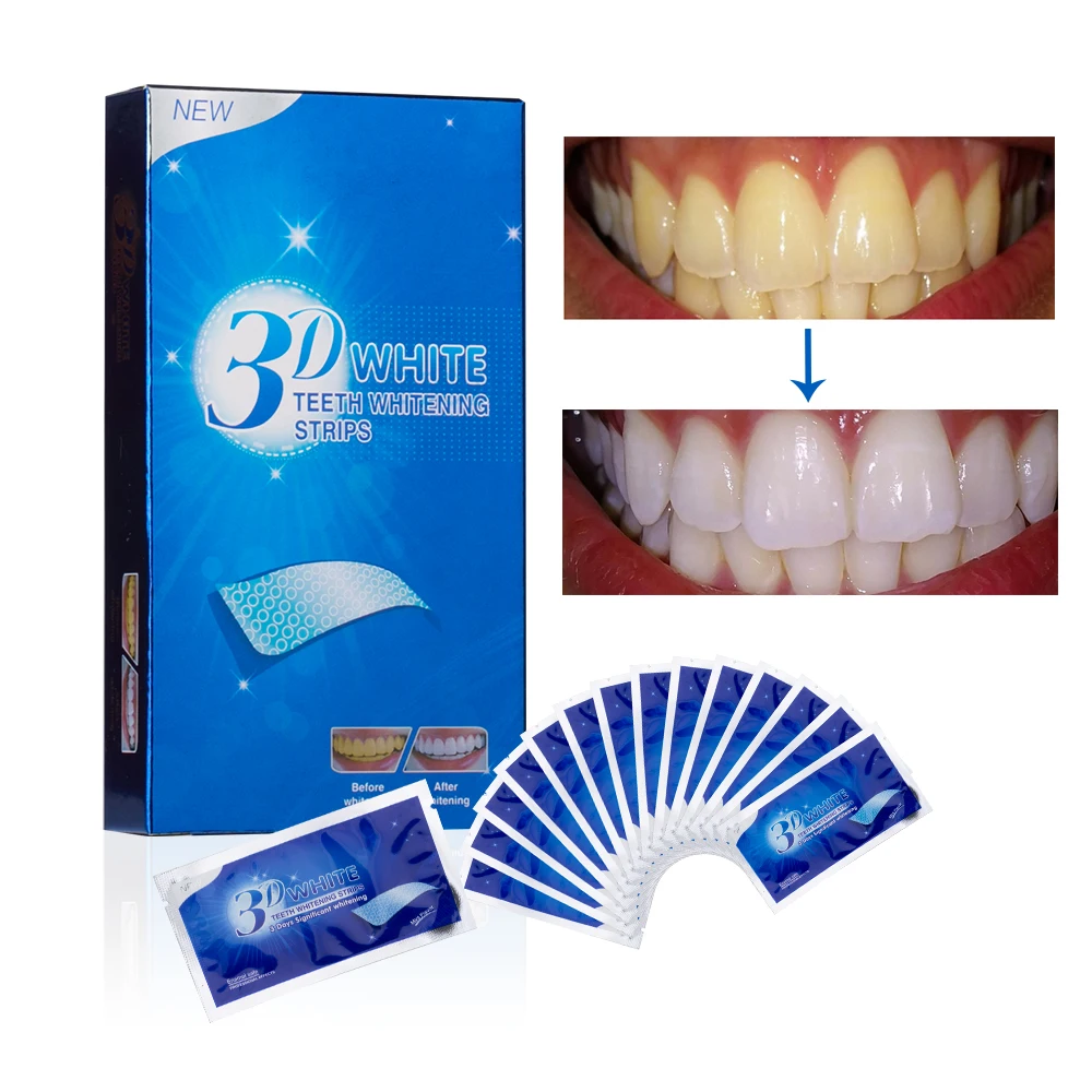 7/14 Pairs 3D White Gel Teeth Whitening Strips Stain Removal Oral Hygiene Care Strip Dental Bleaching Strip Tools