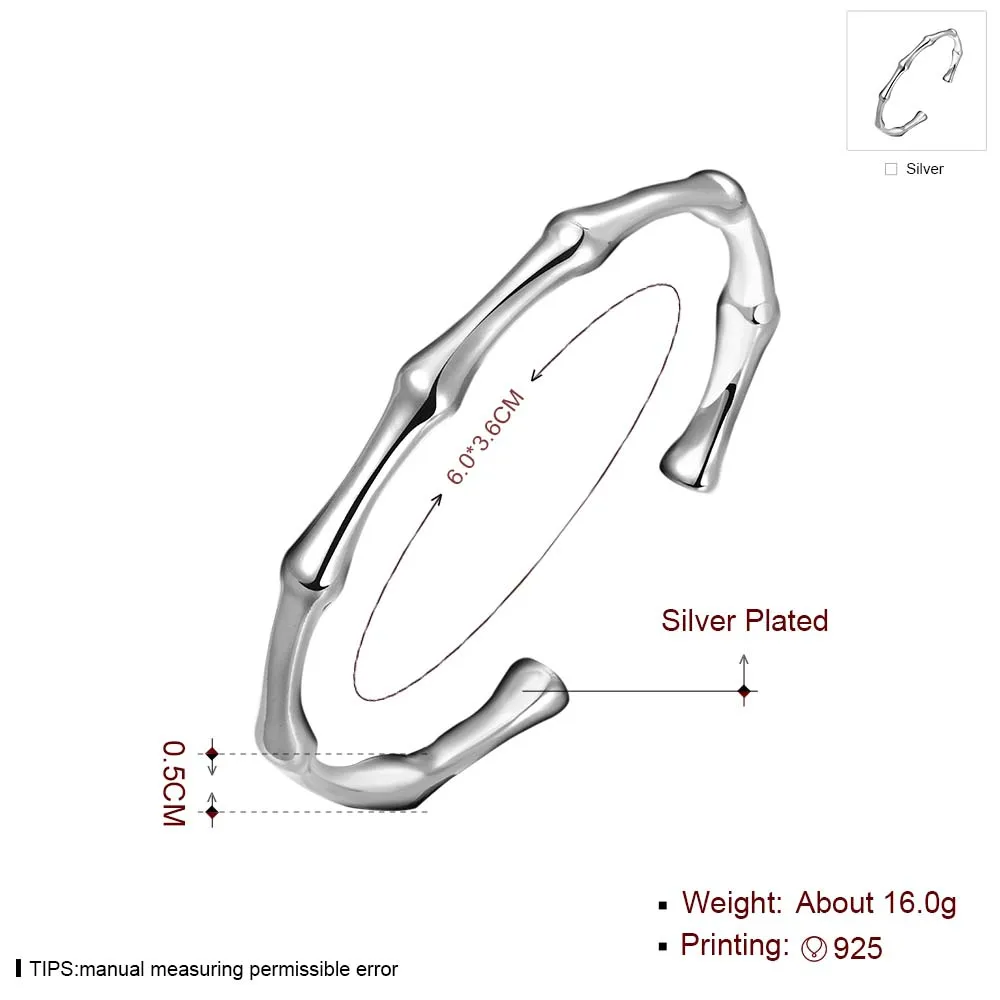 Ювелирных изделий с серебряным покрытием браслет, свадебные ювелирные изделия, аксессуары, Для мужчин европейские классические бамбуковые серебряные браслеты для запястий