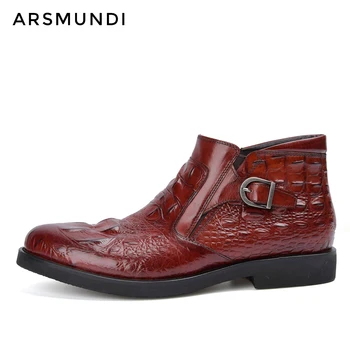 

Men's Winter Boots Ankle Dress Western Wedding Oxfords Metro Round Toe Genuine Leather Chakku 2019 New Leather Booties