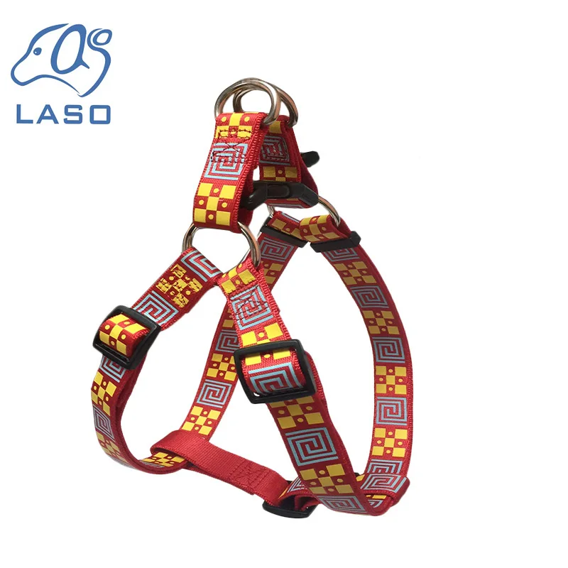 Beste Patroon Pet Dog Harness multifunctionele Verstelbare Harnassen Nylon Chinese Stijl Borst Riem Voor Grote Middelgrote Kleine Honden HY064