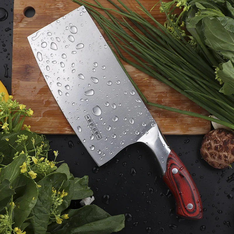 Billige Chinesische Küche Messer 4Cr13 Hohe Carbon Cleaver Durable Chef Slicing Hacken Messer Ultra Scharfe Klinge Farbe Holz Griff Messer