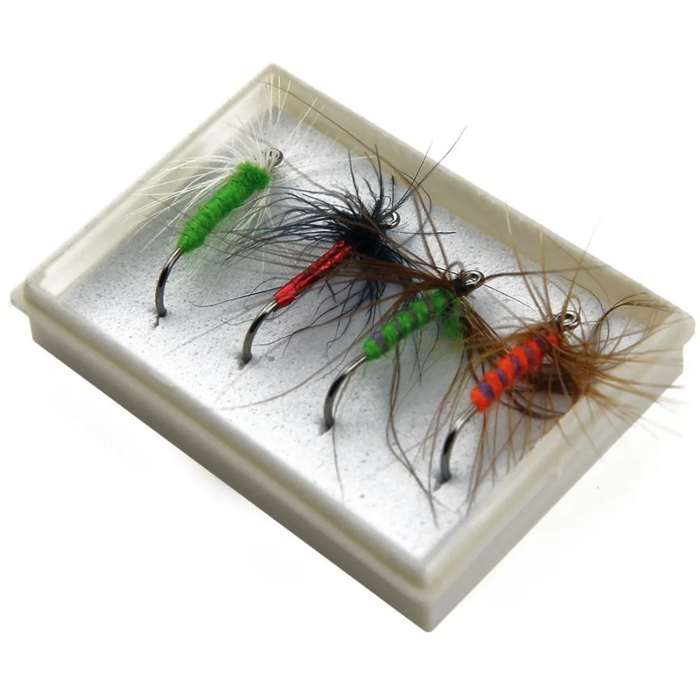 

3pack fly fishing lure set Artificial Insect bait trout fly fishing hooks TOPIND flying Mimic insects baits tackle with case box