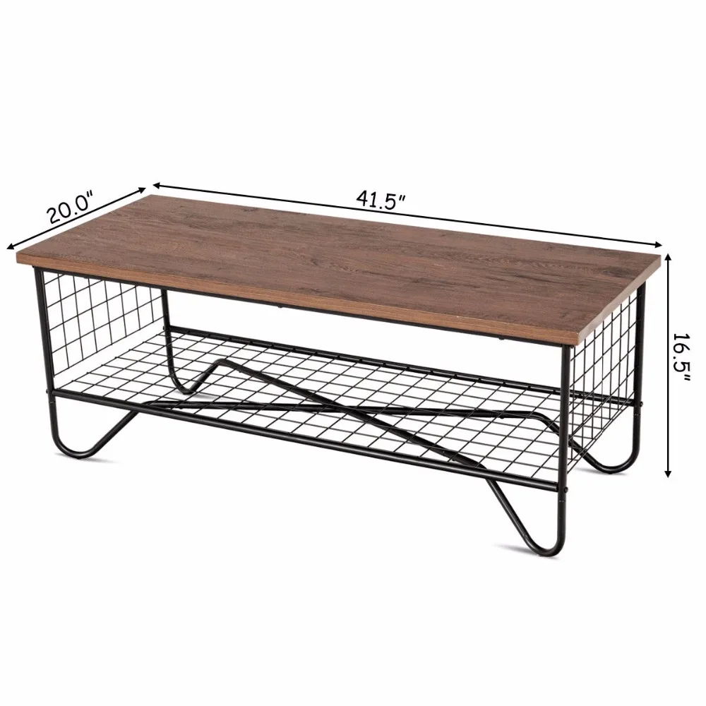 Giantex Coffee Accent Cocktail Sofa Side Table Solid Metal Frame Bedroom W/Lower Shelf Home Furniture HW59329 Giantex Coffee Accent Cocktail Sofa Side Table Solid Metal Frame Bedroom W/Lower Shelf Home Furniture HW59329