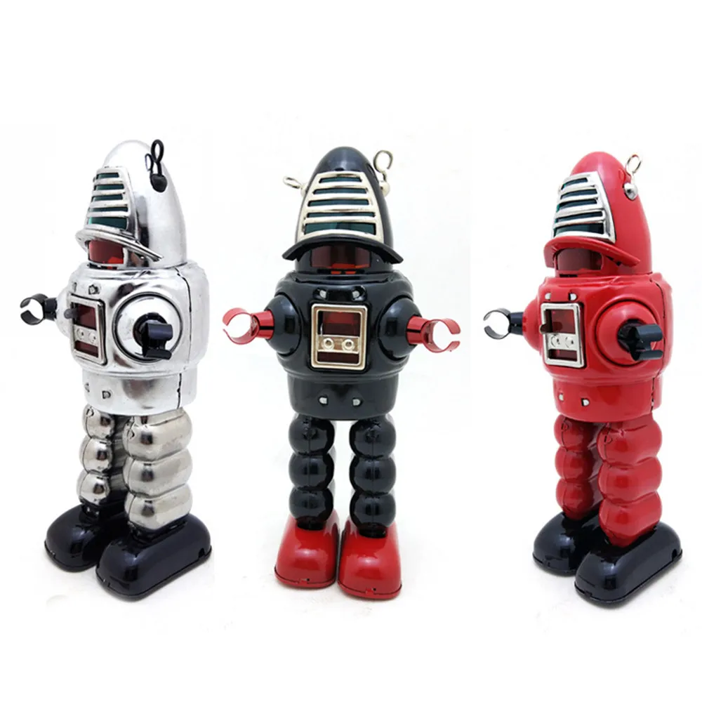 Классический коллекционный винтажный Заводной большой робот фотография дети оловянные игрушки с ключом Классическая Игрушка Рождественский подарок
