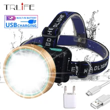 Светодиодный налобный фонарь 20 Вт T6 светодиодный налобный фонарь Micro USB Перезаряжаемый встроенный Головной фонарь для кемпинга охоты рыбалки водонепроницаемый фонарик