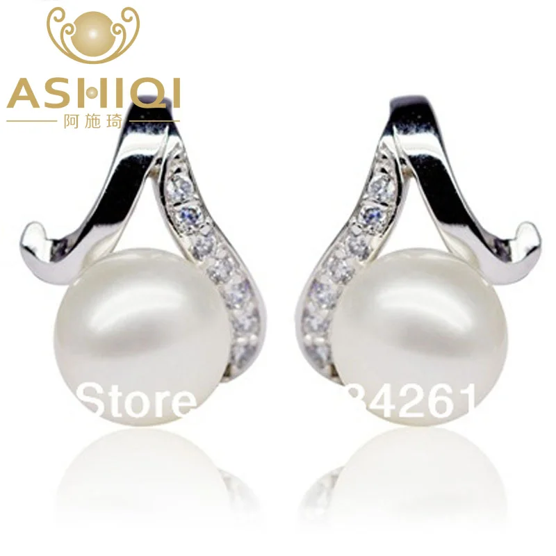 

Natural Freshwater Pearl earrings for women with 925 Sterling Silver Earrings Rhinestone,7.5-8MM pearls stud earrings wholesale