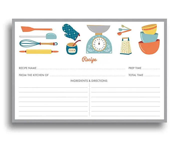 

30sheet 4x5.6 inches Kitchenware Recipe Cards Double Sided cardstock paper party decoration for home kitchen cards